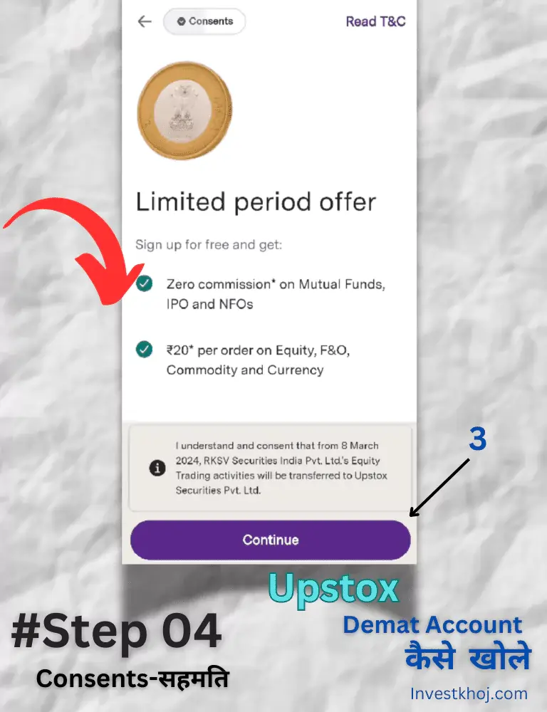 upstox demat account kaise khole step 4 consents